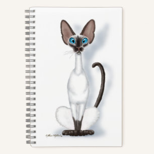 Carnet Dessin animé de chat siamois grand et original
