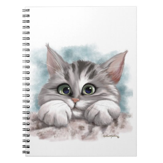 Carnet Dessin animé de chaton tabby gris adorable (Devant)