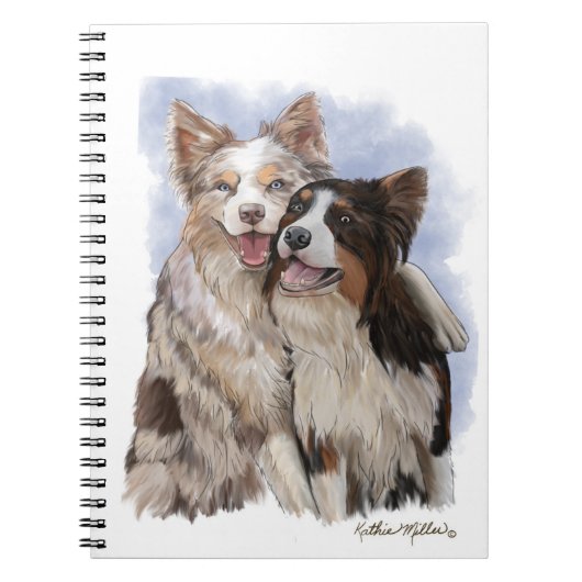 Carnet Dessin animé de deux amis Border Collie (Devant)