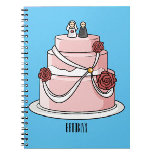 Carnet dessin animé de gâteau mariage
