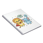 Carnet Dessin animé de lion et d'éléphant amis super-héro (Côté Droit)