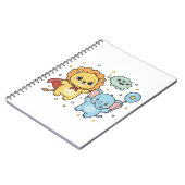 Carnet Dessin animé de lion et d'éléphant amis super-héro (Côté gauche)