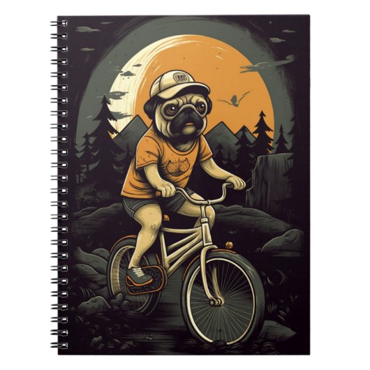 Carnet Dessin animé de Pug à vélo pour les enfants (Devant)