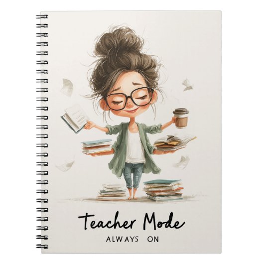 Carnet Dessin animé d'une enseignante mignonne avec "Mode (Devant)