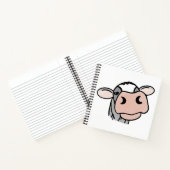 Carnet dessin animé vache noir blanc rose baiser gris ani (Intérieur)