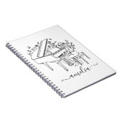 Carnet Dessin au trait personnalisé de joueuse de piano f (Côté Droit)