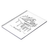 Carnet Dessin au trait personnalisé de joueuse de piano f (Côté gauche)