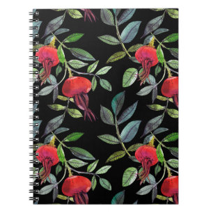 Carnet Dessin d'aquarelle botanique motif dogrose. Brig