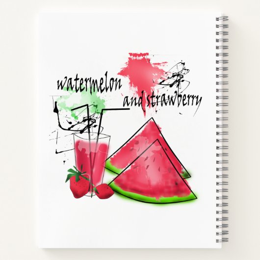 Carnet Dessin d'aquarelle de pastèque et fraises (Dos)