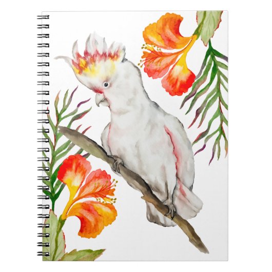 Carnet Dessin d'aquarelle d'un perroquet de cacatoès (Devant)