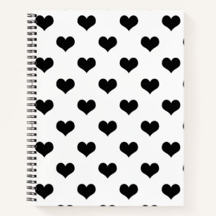 Carnet Dessin de coeurs charmants noir sur blanc 