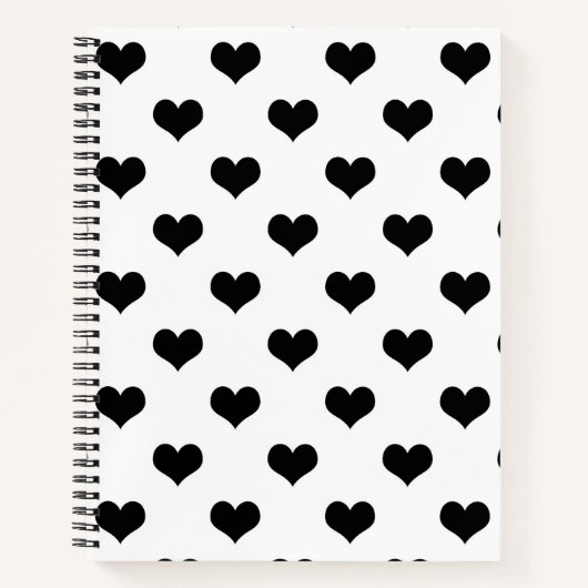 Carnet Dessin de coeurs charmants noir sur blanc  (Devant)
