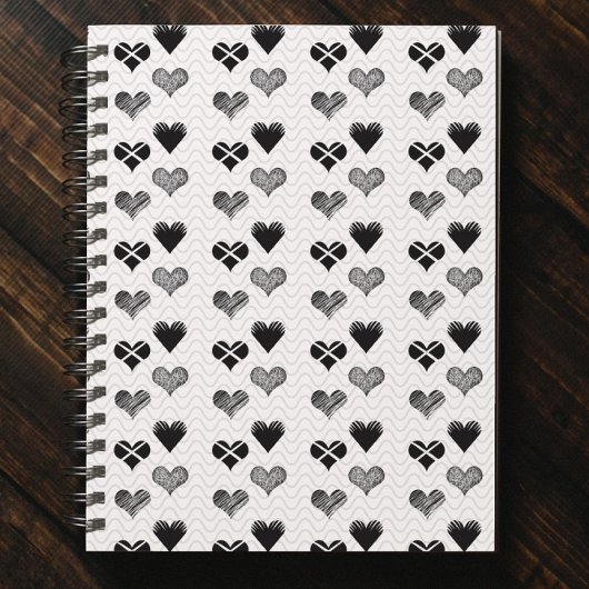 Carnet Dessin de coeurs noir et blanc - Simple Diversity