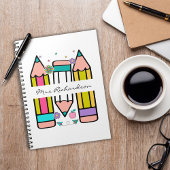 Carnet Dessin de dessin au crayon du nom de l'enseignant 