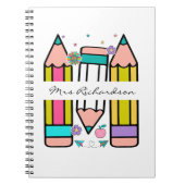 Carnet Dessin de dessin au crayon du nom de l'enseignant  (Devant)