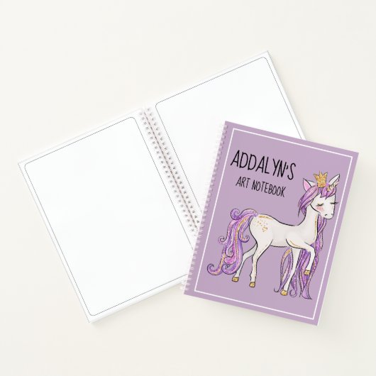 Carnet Dessin de diadème de licorne blanche violette mign (Intérieur)