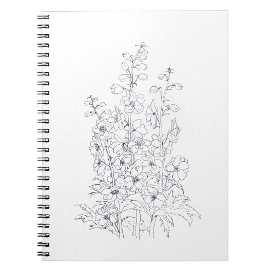 Carnet dessin de fleur de larkspur de delphinium (Devant)