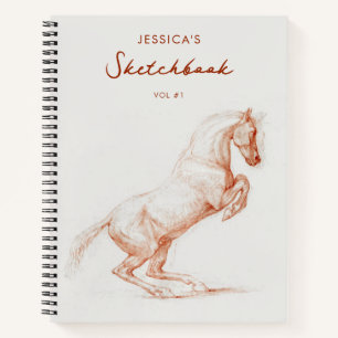 Carnet Dessin de l'artiste Art Horse Sketchbook Nom perso