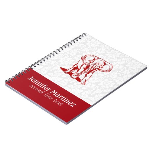 Carnet Dessin de ligne rouge foncé monogramme (Côté gauche)