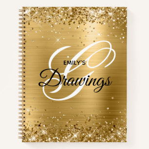 Carnet Dessin de monogramme en papier d'aluminium paillet