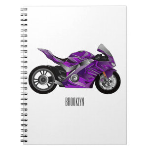 Carnet Dessin de moto de sport violet