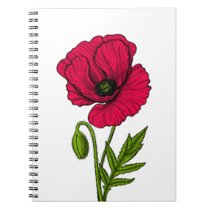 Carnet Dessin de pavot rouge