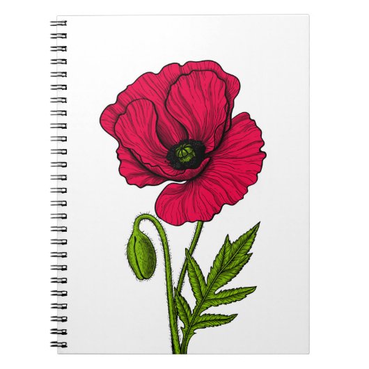 Carnet Dessin de pavot rouge (Devant)