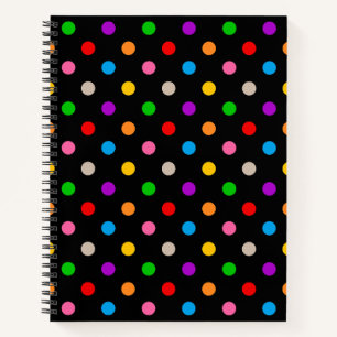 Carnet Dessin de points noirs colorés arc-en-ciel