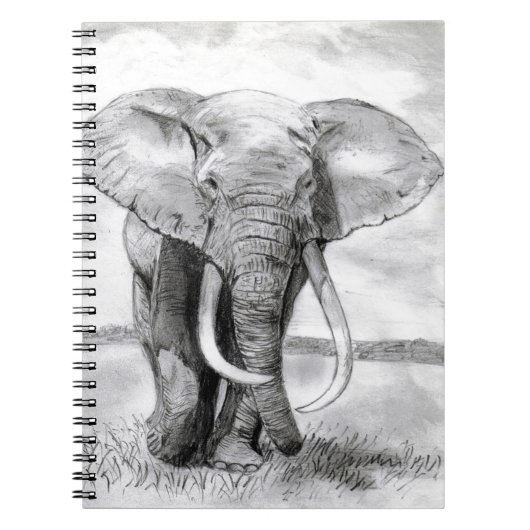 Carnet dessin d'éléphant africain dans la conception de (Devant)