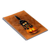 Carnet Dessin d'Halloween au chat effrayé sur Citrouille (Côté Droit)