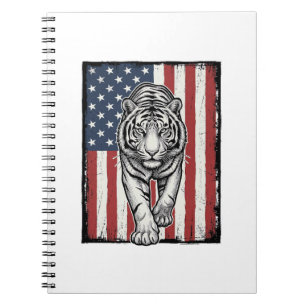 Carnet Dessin Drapeau Américain Tigre Gravé Vintage Patri
