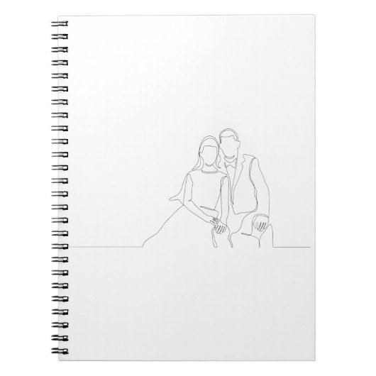 Carnet Dessin en ligne continue de mignon couple romantiq (Devant)