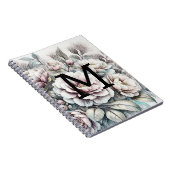 Carnet Dessin floral monogramme bleu rose (Côté Droit)