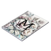 Carnet Dessin floral monogramme bleu rose (Côté gauche)