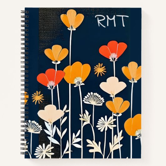 Carnet Dessin minimaliste vibrant de fleurs (Devant)