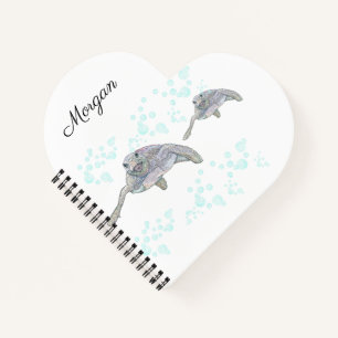Carnet Dessin original de tortue de mer personnalisé en f