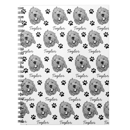 Carnet Dessin personnalisé Goldendoodle Chien (Devant)