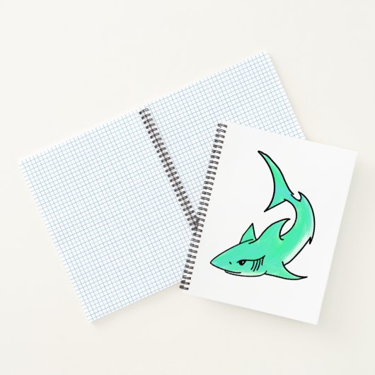 Carnet dessin souriant requin menthe bleu vert océan anim (Intérieur)