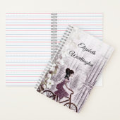 Carnet Dessin vintage d'une jeune dame à vélo (À l'intérieur)