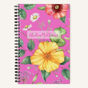 Carnet Dessin Vintage fleur sauvage / Chick, rose