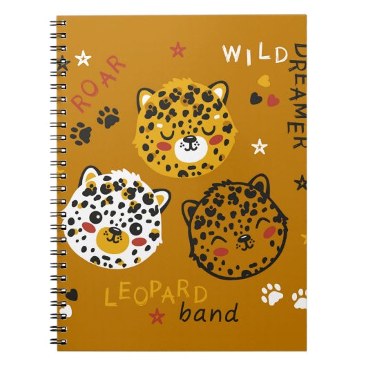 Carnet Dessin Visage De Chat Léopard. Little Funny Cheeta (Devant)