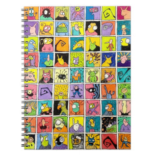 Carnet Dessins carrés de visages étranges et bizarres de 