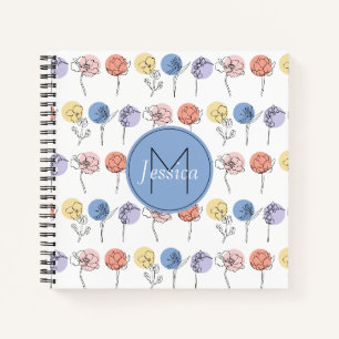 Carnet Dessins de lignes de fleurs modernes aux couleurs