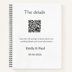 Carnet Détails mariage Web scan QR ajouter nom couple