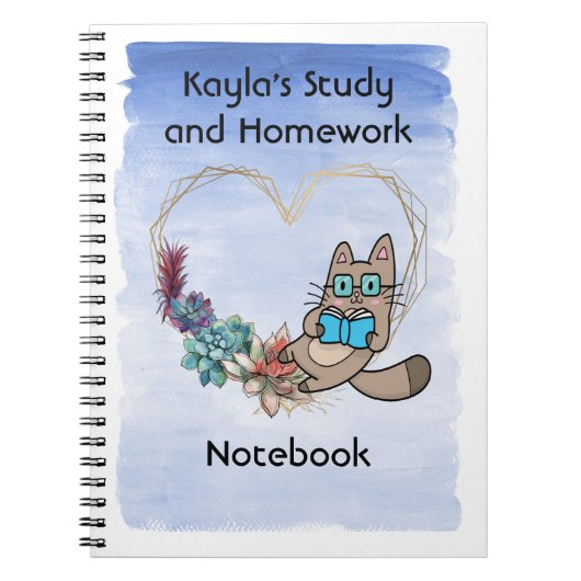 Carnet d'étude et de travail à domicile, avec chat (Devant)