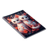 Carnet Deux chatons blancs et fleurs (Côté Droit)