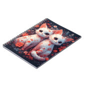 Carnet Deux chatons blancs et fleurs (Côté gauche)