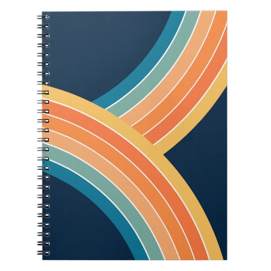 Carnet Deux couleurs rétro style arc-en-ciel (Devant)