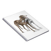 Carnet Deux Greyhound Friends Dog Art (Côté Droit)
