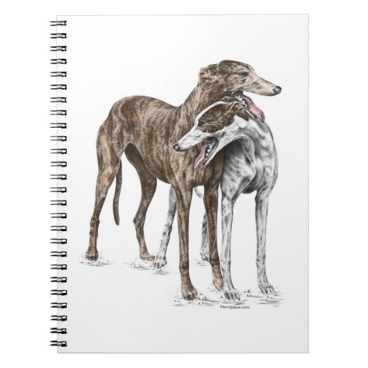 Carnet Deux Greyhound Friends Dog Art (Devant)